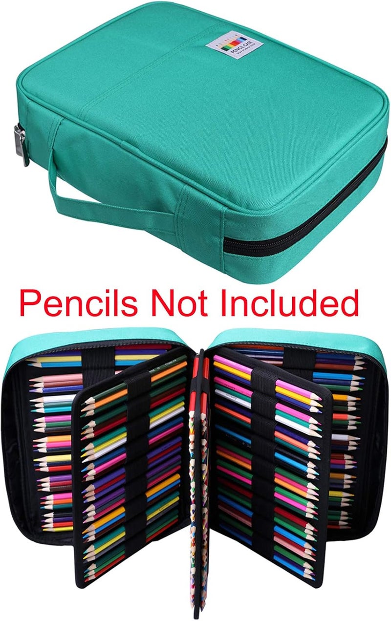 BOMKEE Pencil Case for Adults 220 Slots Colored Pencils Gel Pen Organizer Bag with Zipper for Artist Handy Glitter Gel Pens, Refills, Waterproof Coloring Holder Pencils Case(Green) - Image 5