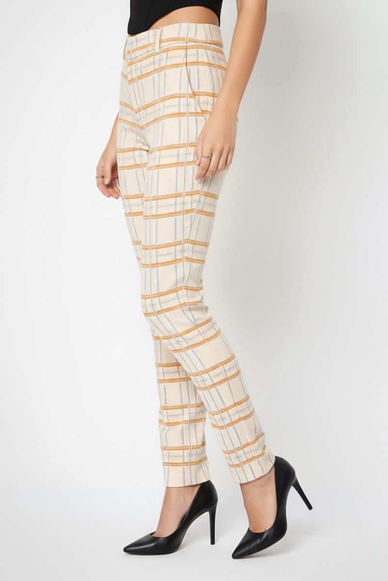 Harmont & Blaine Women Regular Fit Plaid Straight Leg Pants, Multicolor - Image 3