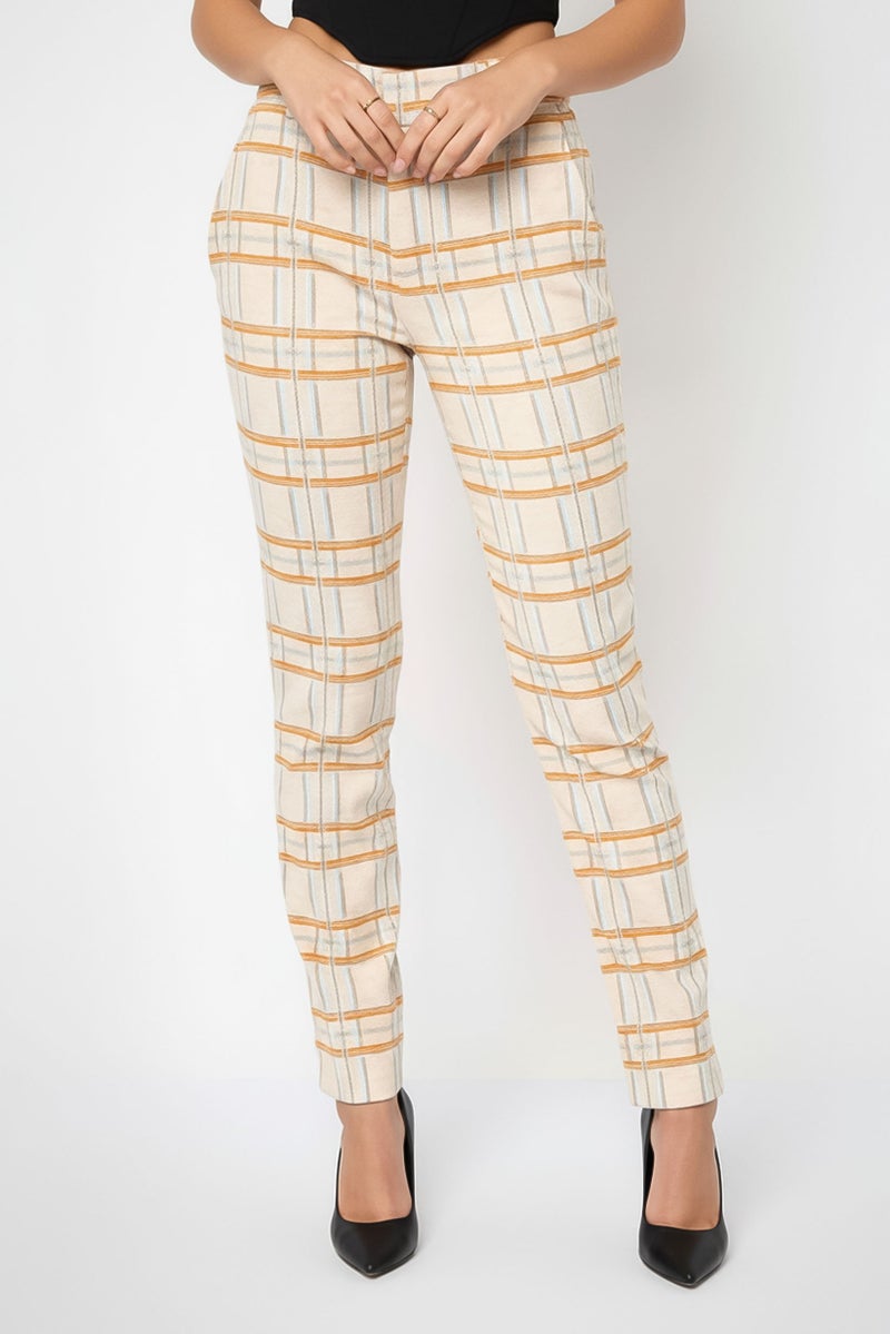 Harmont & Blaine Women Regular Fit Plaid Straight Leg Pants, Multicolor - Image 1