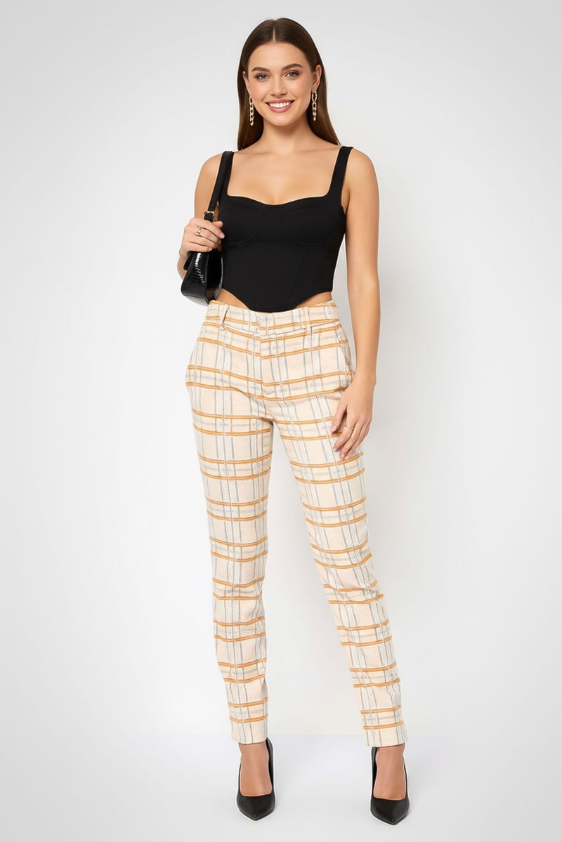Harmont & Blaine Women Regular Fit Plaid Straight Leg Pants, Multicolor - Image 2