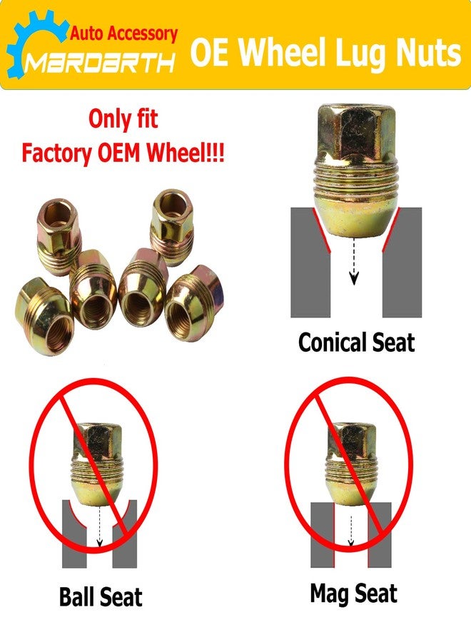 Mardarth Set of 24, 14mmx1.5 OEM Factory Wheel Lug Nuts Replacement for Sliverado Sierra 1500 Yukon Avalanche Suburban Express 1500 C1500 K1500 Escalade Traverse Yukon M14x1.5 Studs 6 Lug Wheel - Image 4