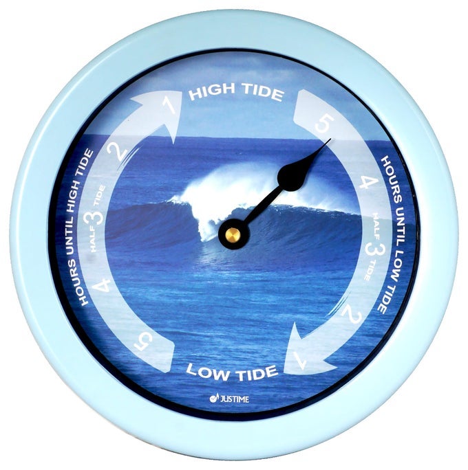 85 INCH ATLANTIC TIDE CLOCK FOR EAST COAST HIGH TIDE LOW TIDE CLOCK WITH PLASTIC WATER RESISTANT CASE COLORFUL GRAPHICS DESIGNED HOME WALL DCORTT022WAVE L BLUE