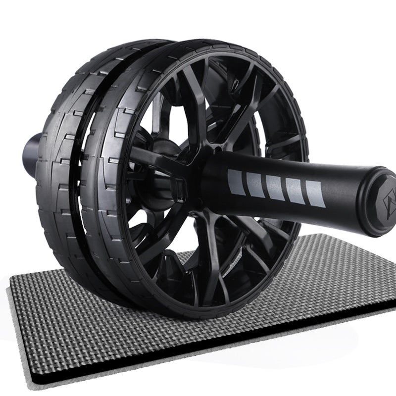 Generic New Mens Silent Dual-Wheel Ab Roller Fitness Equipment [Classic two rounds] Black to send small kneeling mat 