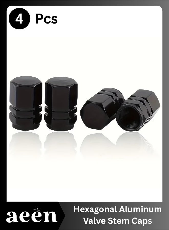 aeen 4 Pieces Hexagonal Aluminum Valve Stem Caps – Universal Heavy-Duty Leak Proof Tire Valve Covers for Cars, SUVs, Trucks, Motorcycles & Bicycles - Image 1