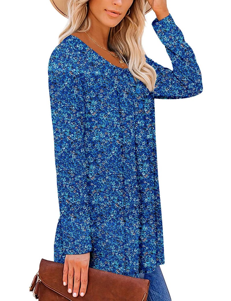 ROSELINLIN Womens Dressy Casual Shirts Long Sleeve Fall Tunic Tops Blue XXL - Image 3