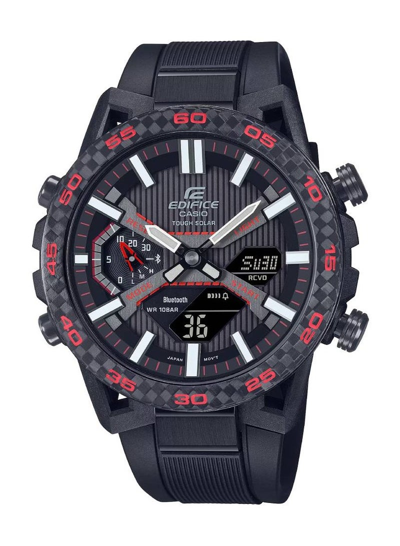 CASIO ساعة يد للرجال من إيديفيس أنالوج + ديجيتال بحزام مطاطي ECB-2000PB-1ADF - Image 1