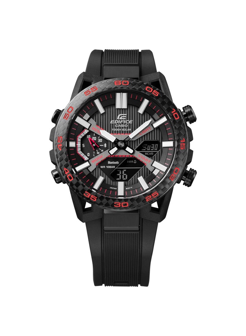 CASIO ساعة يد للرجال من إيديفيس أنالوج + ديجيتال بحزام مطاطي ECB-2000PB-1ADF - Image 2