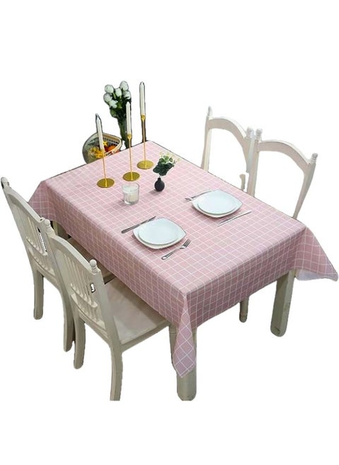 Rectangular PVC Tablecloth 137 x 180 cm Stain Resistant Waterproof Oil Resistant - Pink