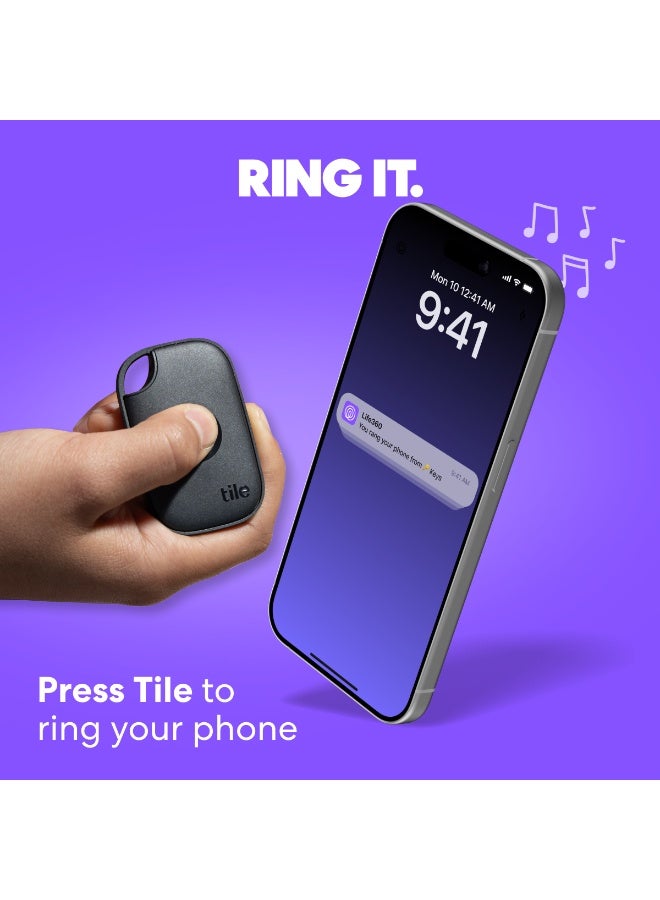 tile Pro - Powerful Bluetooth Tracker, Key Finder and Item Locator for Keys Bags, and More. Both iOS and Android Compatible. Phone Finder. 2-Pack Black/White - Image 3