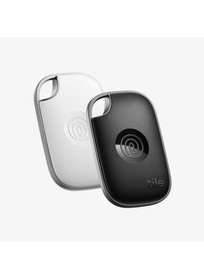 tile Pro - Powerful Bluetooth Tracker, Key Finder and Item Locator for Keys Bags, and More. Both iOS and Android Compatible. Phone Finder. 2-Pack Black/White - Image 1