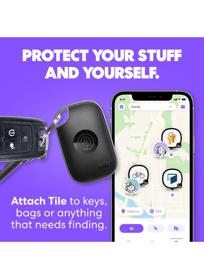 tile Pro - Powerful Bluetooth Tracker, Key Finder and Item Locator for Keys Bags, and More. Both iOS and Android Compatible. Phone Finder. 2-Pack Black/White - Image 2