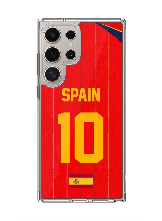 Stylizedd Classic Clear Case for Samsung Galaxy S23 Ultra , Hybrid Soft Case Flexible Edges Anti Drop TPU PC Gel Thin Transparent Cover [ Designed for Samsung Galaxy S23 Ultra ] - Football Team Spain 