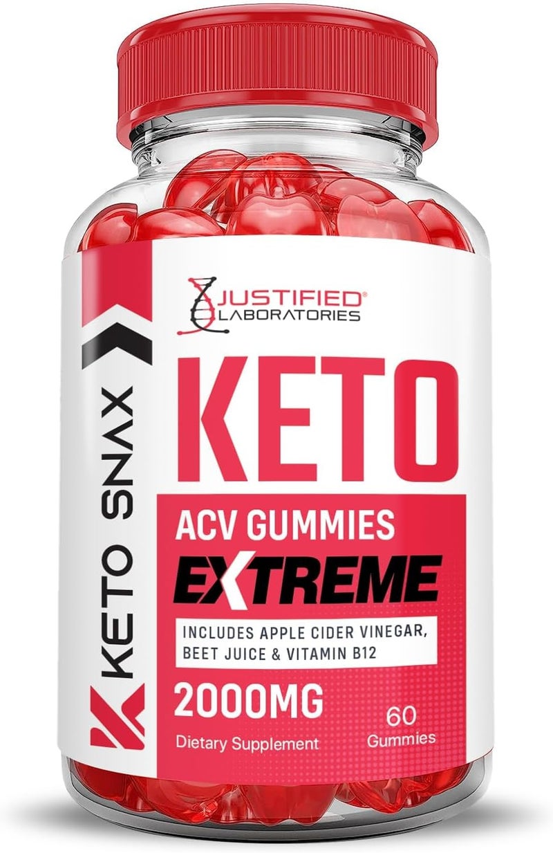 Justified Laboratories 2 Pack Keto Snax Keto ACV Gummies Extreme 2000MG Keto Snax Keto Gummies Advanced Formula Apple Cider Vinegar with Pomegranate Beet Juice Powder B12 Vegan Non GMO 120 Gummys - Image 4