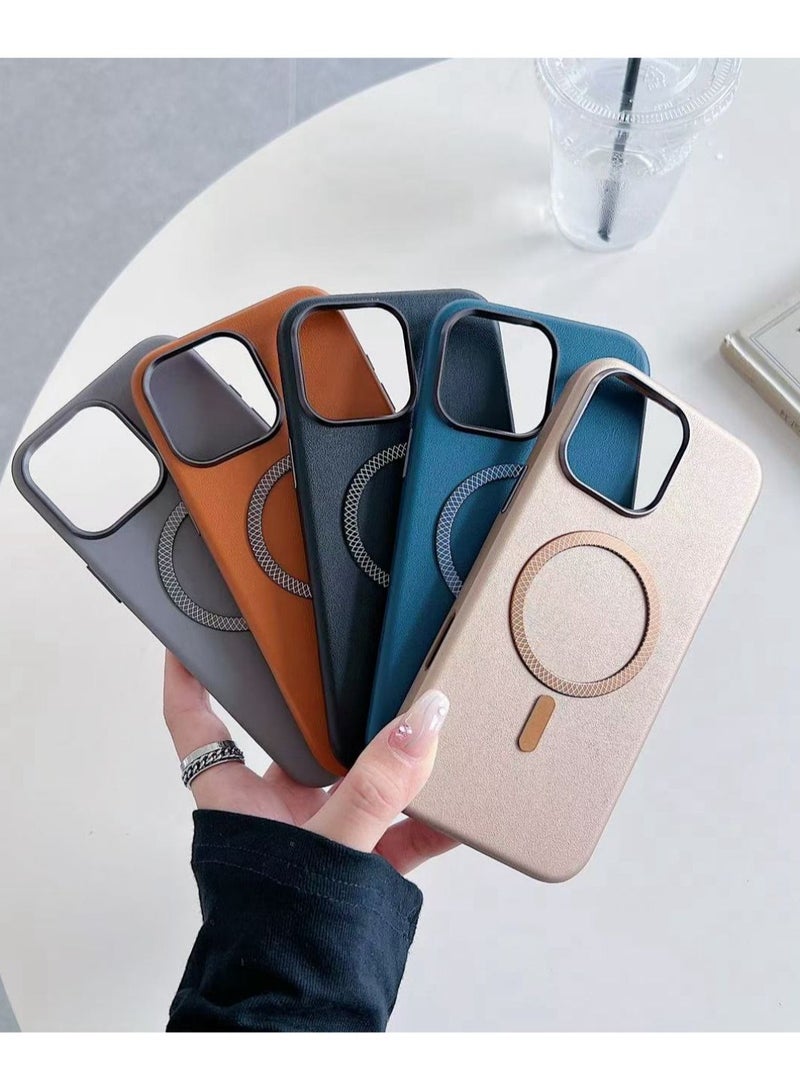 Case Club MagSafe Magnetic Case for iPhone 16 Pro Max Series, Slim Shockproof Back Cover with Magnetic Ring, Premium PU Leather, Compatible with Wireless Charging – 5 Colors Combo - Image 4