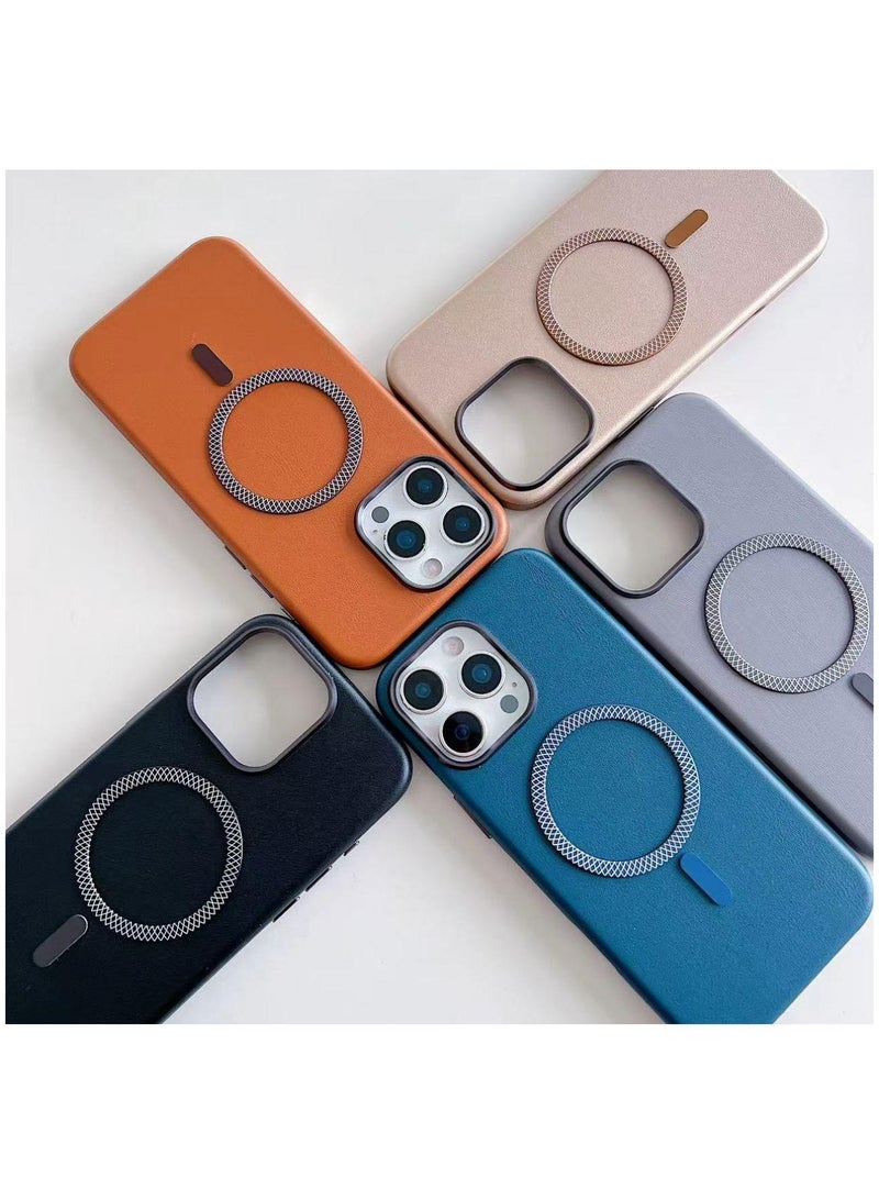 Case Club MagSafe Magnetic Case for iPhone 16 Pro Max Series, Slim Shockproof Back Cover with Magnetic Ring, Premium PU Leather, Compatible with Wireless Charging – 5 Colors Combo - Image 3