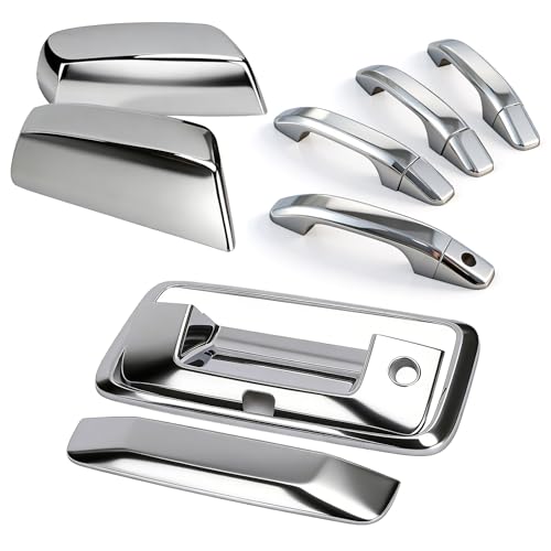 Tutor Auto Chrome Door Handle CoversTop Half Mirror CoversTailgate Cover with Camera Hole Compatible with Chevrolet Silverado GMC Sierra 1500 2500 3500 20142018 Not for Towing Mirror - Image 1