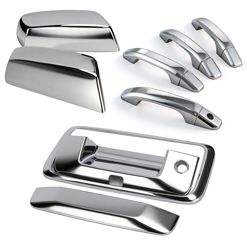 Tutor Auto Chrome Door Handle CoversTop Half Mirror CoversTailgate Cover with Camera Hole Compatible with Chevrolet Silverado GMC Sierra 1500 2500 3500 20142018 Not for Towing Mirror - Image 3