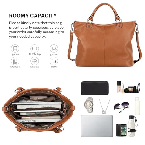 Kattee Women's Soft Leather Tote Bag, Top Satchel Purses and Handbags - Image 4