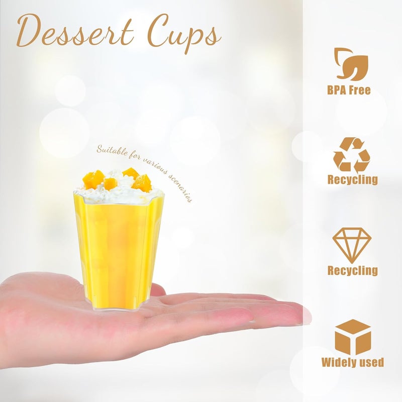 ALEXPRE 240 Packs 23 oz Mini Dessert Cups with Spoons SquareRoundFivepointed Star Clear Dessert Parfait Cups Mini Plastic Dessert Cups Small Reusable Fruit Ice Cream Pudding Appetizer Cup Bowls - Image 4