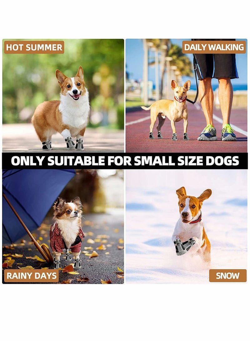 Y&D Dog Shoes 4 Pcs Size 3 Anti-Slip Breathable Waterproof Booties Boot Paw Protector for Small Dog Hiking Shoes with Reflective Adjustable Strap Zipper Puppy Shoe Hot Pavement Winter Snow  - Image 3