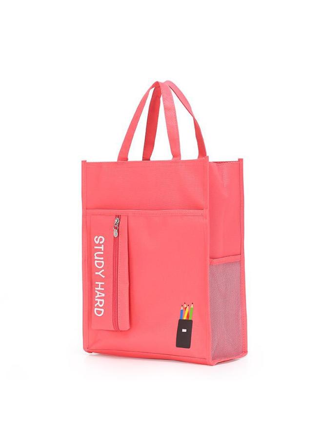 Thickened Korean-style Tutor Bag Student Schoolbag Handbag Carrying Book Bag Children's Cute Art Bag Tutor Bag Big Tutor Bag-Color:Watermelon Red - Image 1