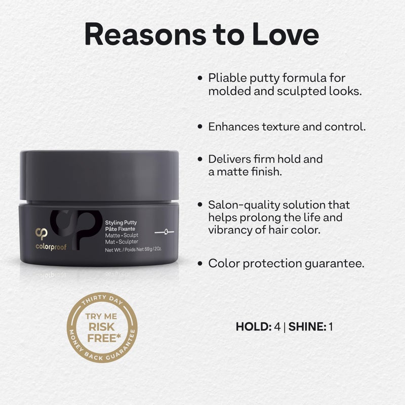 Colorproof Styling Putty 2 Fl. Oz. with Color and Heat Protection, Black Currant, Jasmine & Peach Scent, Firm Hold Hair Putty with Matte Finish - Image 3