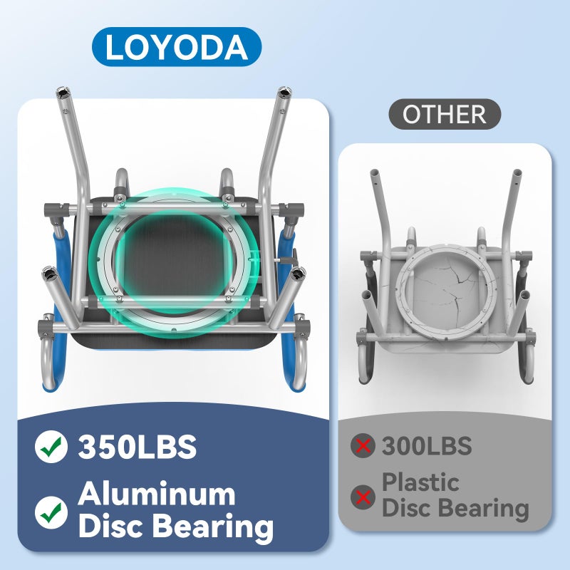 Loyoda FSA/HSA Eligible Swivel Shower Chair with Arms and Back, Padded Shower Bench with Pivoting Arms, Height Adjustable Shower Chair for Elderly and Disabled, 400 lbs - Image 4