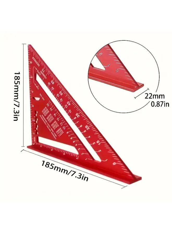 7 Inch Red Aluminum Carpenter Square With Triangular Design For Precision Woodworking - Image 3