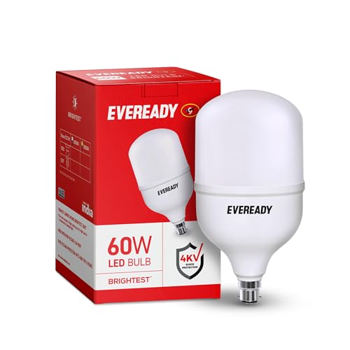 Eveready 60W LED Hammer Bulb | High CRI & High Efficiency | Energy Efficient | Mercury-Free | 4KV Surge Protection | 100 Lumens per Watt | Cool Day Light (6500K) | B22 Base | Pack of 1 - Image 1