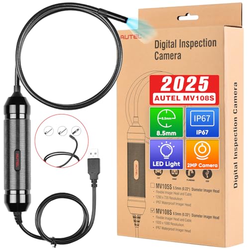 Autel MaxiVideo MV108S Borescope Inspection Camera, 2025 Endoscope with 8.5mm Waterproof Image Head, Work w/All Autel Scanners MK808 MX808 MX900 MK900 - Image 1