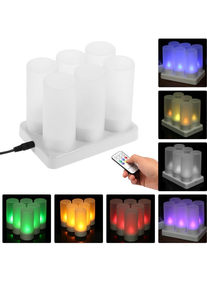 NIBEMINENT 6-Piece Rechargeable LED Remote Control Candle Light Set Multicolour - Image 1