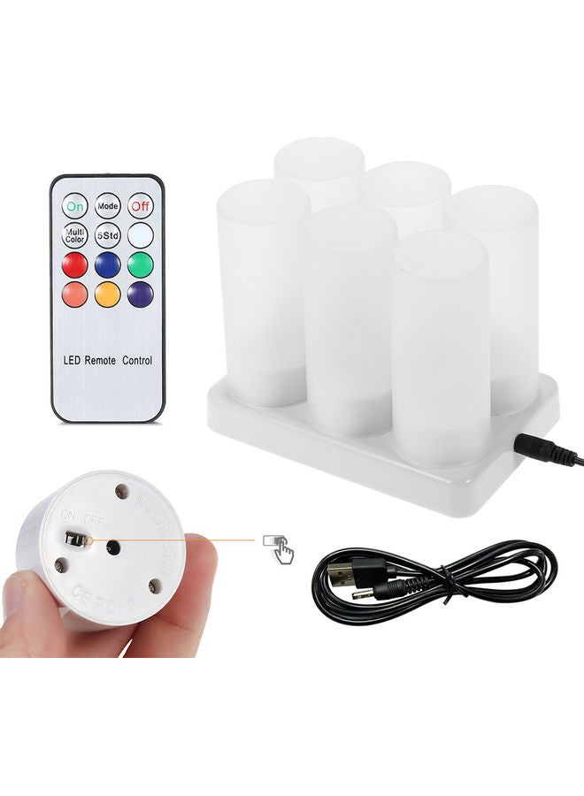NIBEMINENT 6-Piece Rechargeable LED Remote Control Candle Light Set Multicolour - Image 3