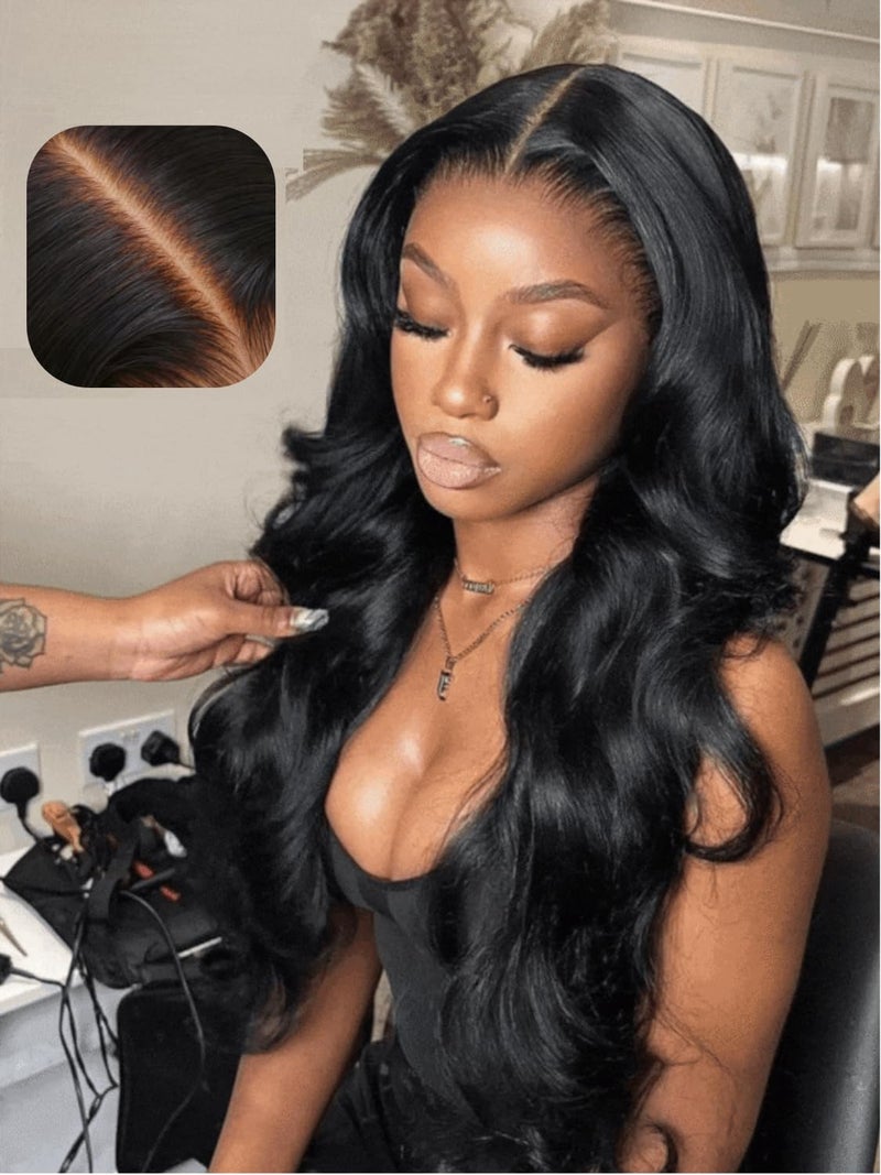UNICE Glueless Wigs Human Hair Pre Plucked Pre Cut Lace 5x5 Thin HD Lace Closure Wig Body Wave Human Hair Wig Bleached Knots Match All Skin Tones 180 Density 24 inch