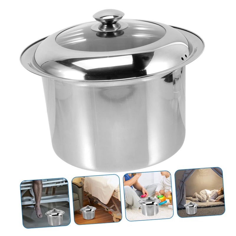 Portable Chamber Pot Stainless Steel Spittoon Night Urinal 26 5x26 5cm Easy to Clean - Image 4