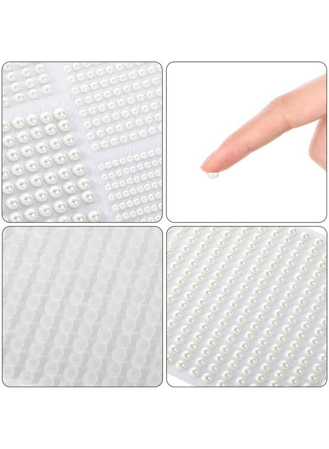 Tenare 2800 Pcs Pearl Stickers For Crafts 4 Size Self Adhesive Pearls Faux Pearl Embellishment Stickers Sheet Makeup Pearls Stick On Pearls For Face Beauty Nail Phone Diy Craft Home Decor(White) - Image 3