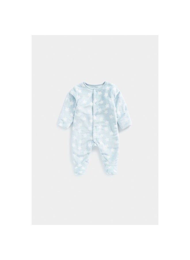mothercare Blue Star Fleece Sleepsuit  - Image 1