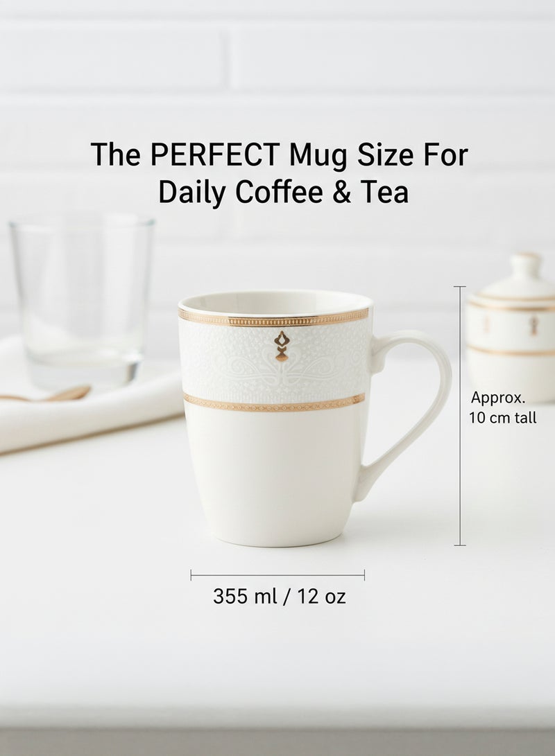 Shallow ZAYA New Bone China Mug 355 ml – Elegant White Coffee & Tea Mug for Daily Use, Brunch, Coffee Station, Ramadan, Eid, Diwali & Gifting (Set of 6) - Image 3