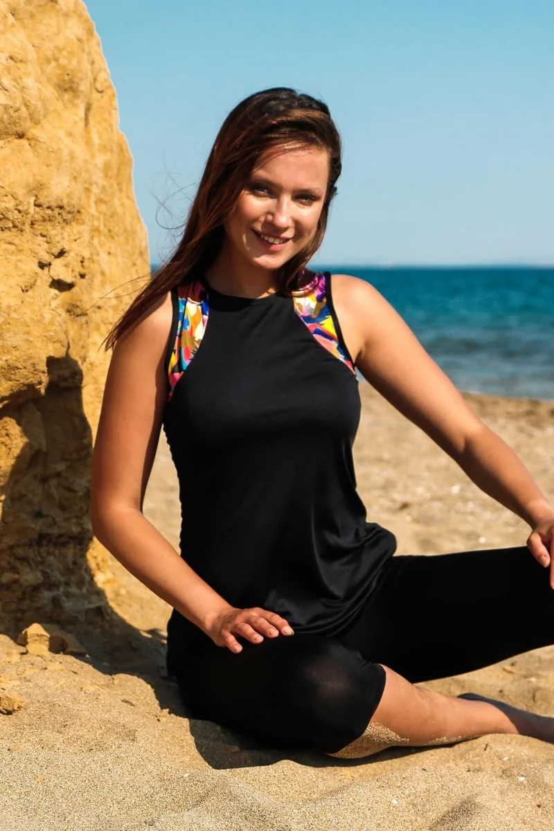 مارينا Rivamera 3-Piece Black Semi-Covered Hijab Dress Swimsuit M2212