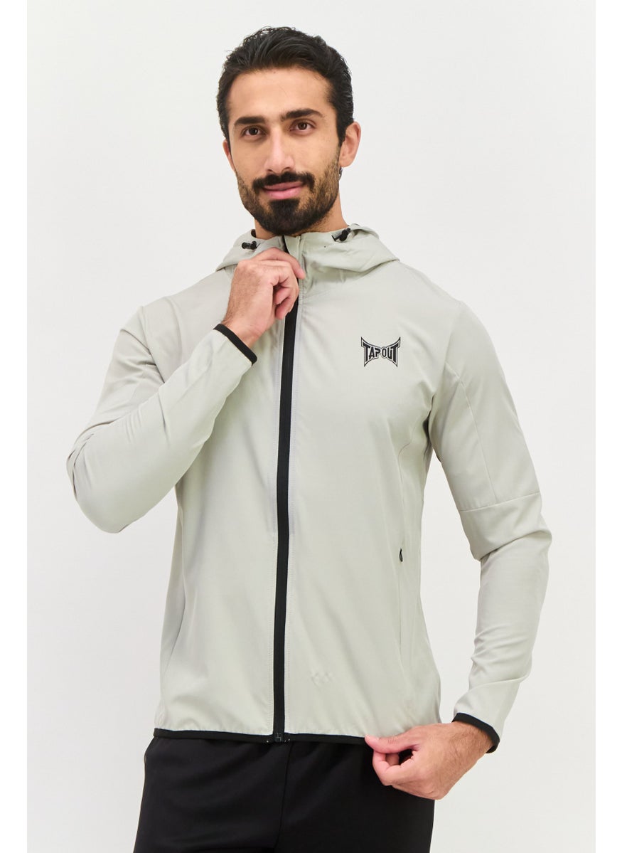 TapouT Men Sportswear Fit Long Sleeve Training Hoodies, Light Grey  - Image 1