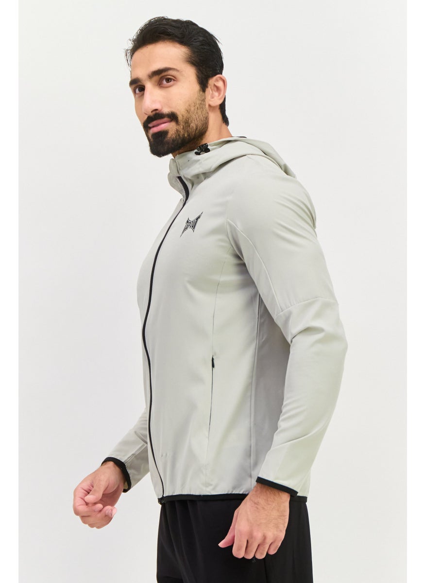 TapouT Men Sportswear Fit Long Sleeve Training Hoodies, Light Grey  - Image 2