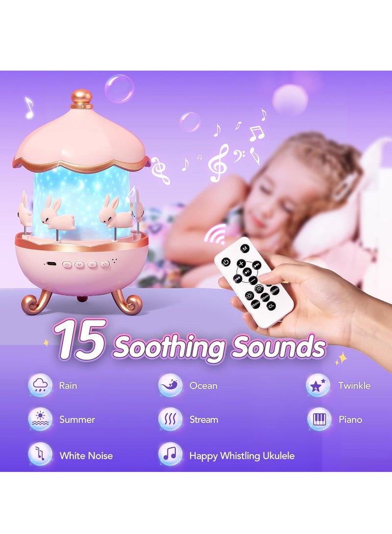 تايجر Kids Night Light Projector | Kawaii Room Decor with 15 Films + 10 Sounds, Rechargeable Baby Night Lights for Nursery, Remote-Controlled Toddler Night Light for Kids, Perfect Baby Girl Gifts - Image 2