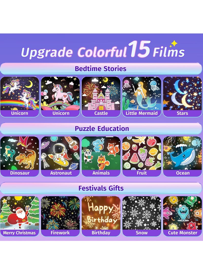 تايجر Kids Night Light Projector | Kawaii Room Decor with 15 Films + 10 Sounds, Rechargeable Baby Night Lights for Nursery, Remote-Controlled Toddler Night Light for Kids, Perfect Baby Girl Gifts - Image 3