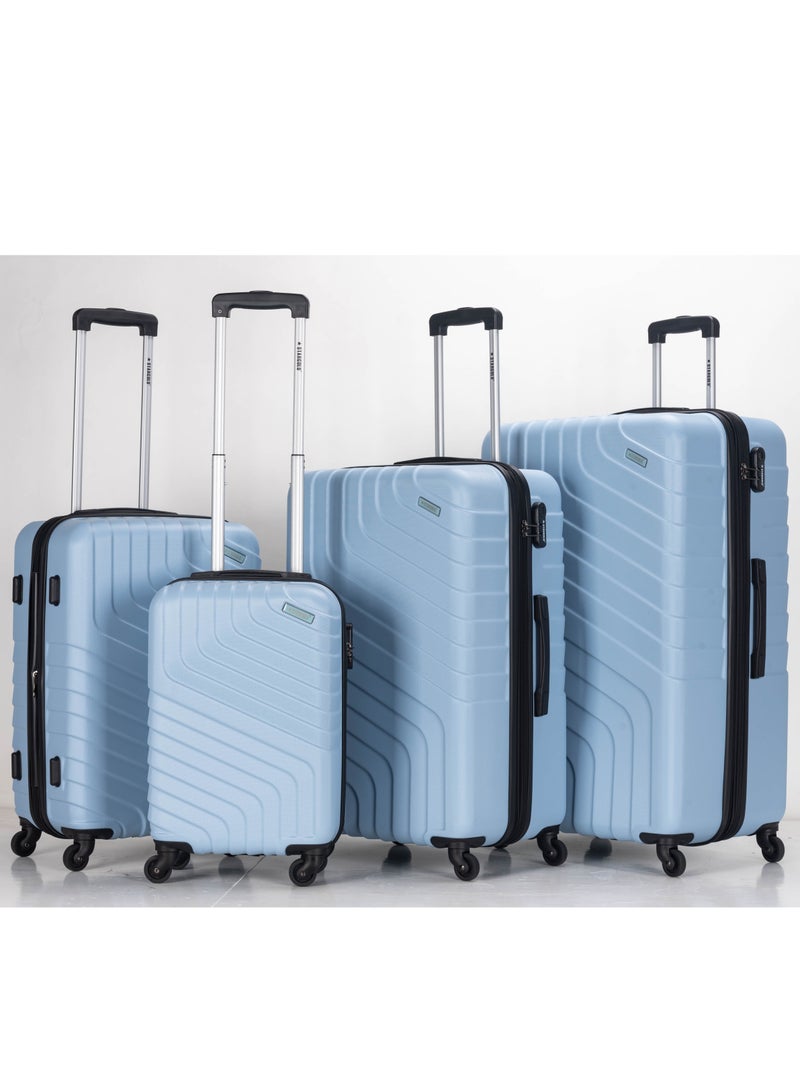 4 Pack Of Hardside Spinner Number Locked Luggage Trolley