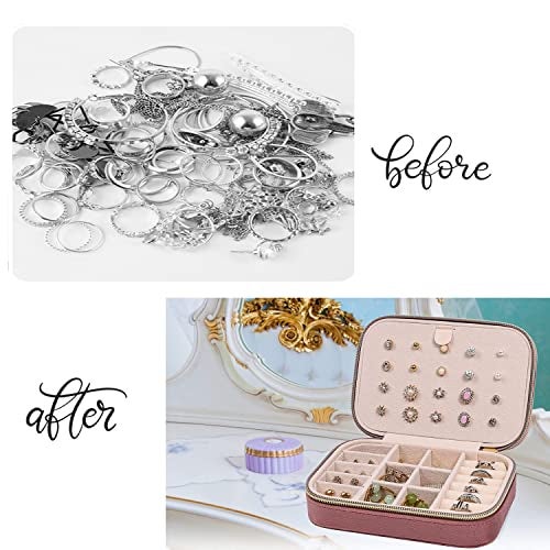 OCEANEVO Velvet Jewellery Box for Women, Travel Earrings Organiser Box, Portable Jewellery Box Organisers for Rings, Earrings, Bracelets, Necklaces - 16 x 11 x 5 CM - Pink - 2 Layer - Image 5