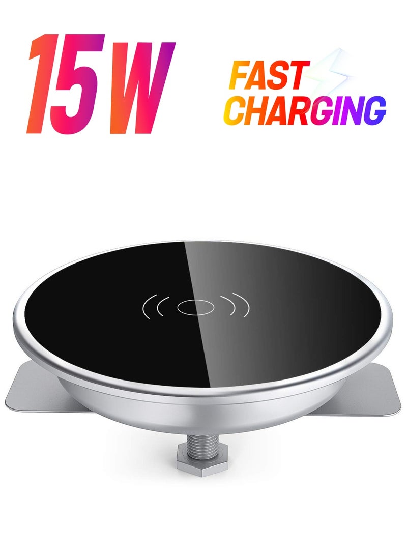 إكسفور الشاحن اللاسلكي المدمج لسطح المكتب ، 15W شاحن الهواتف المحمولة ، محطة شحن خفية طاقة سلسلة سطح المكتب ، شاحن الهاتف اللاسلكي الشبح ، متوافق مع iPhone ، سامسونج - Image 1