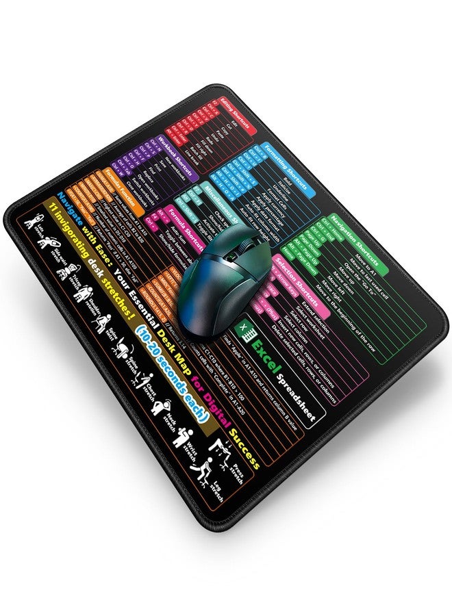 Canjoy Excel Cheat Sheet Mouse Pad - 11.8"x9.8" Small Mouse Pad for Excel Shortcuts - Portable Keyboard Computer Mousepad - Spill-Proof Stitched Edges Anti-Slip - Image 1