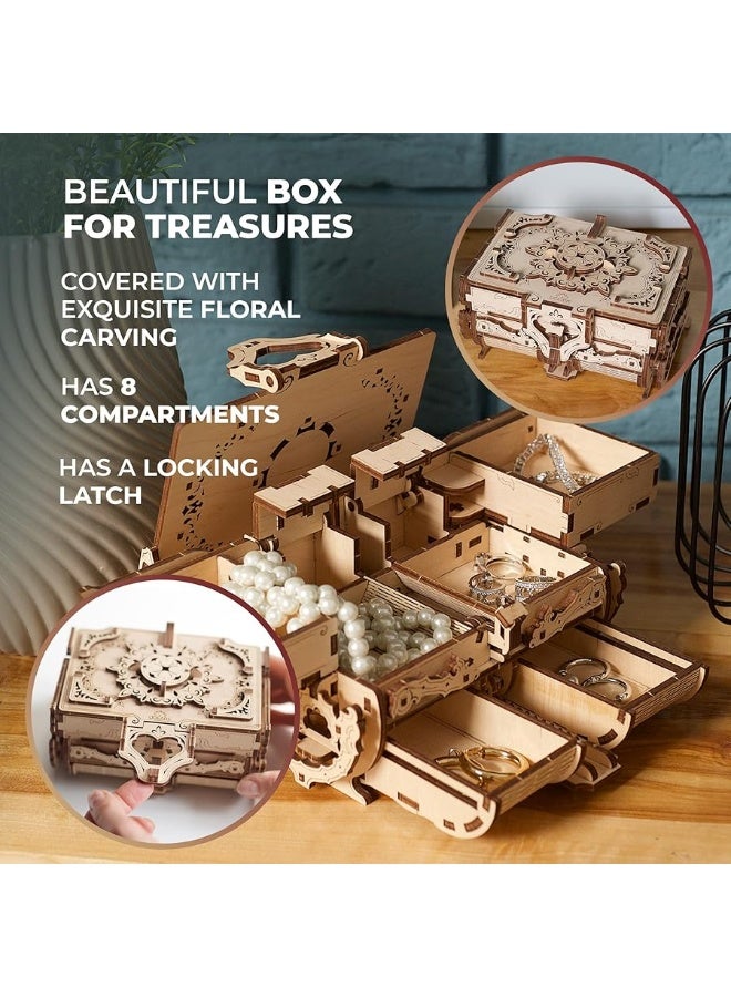 UGEARS صندوق الألغاز الخشبي ثلاثي الأبعاد UGEARS - صندوق خشبي عتيق ثلاثي الأبعاد - مجموعات نماذج خشبية للبالغين والمراهقين - مجموعة بناء نموذج ميكانيكي مقطوع بالليزر - مثالي لعيد الميلاد - Image 5