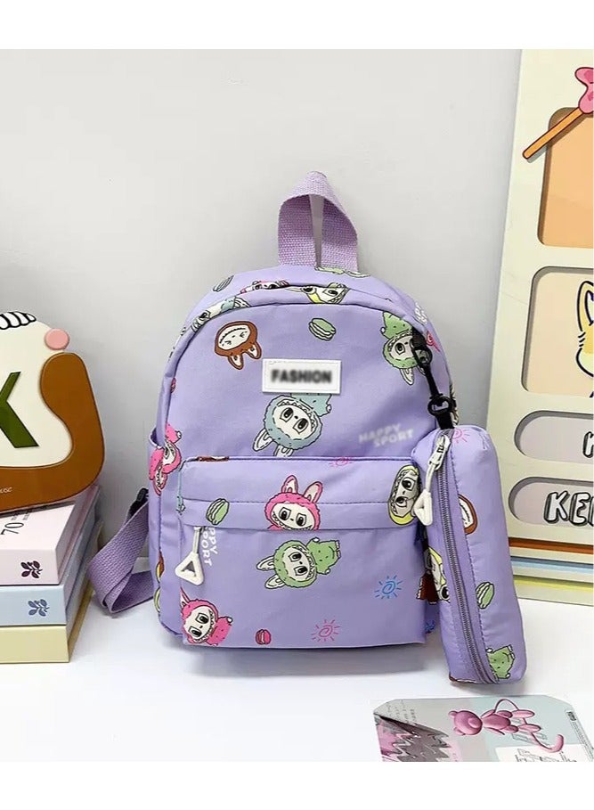 لابوبو حقيبة أطفال حقيبة ظهر للأطفال الصغار حقيبة ظهر مدرسية للأطفال حقيبة كتب خفيفة الوزن للفتيات من عمر سنتين فما فوق لون أرجواني - Image 2