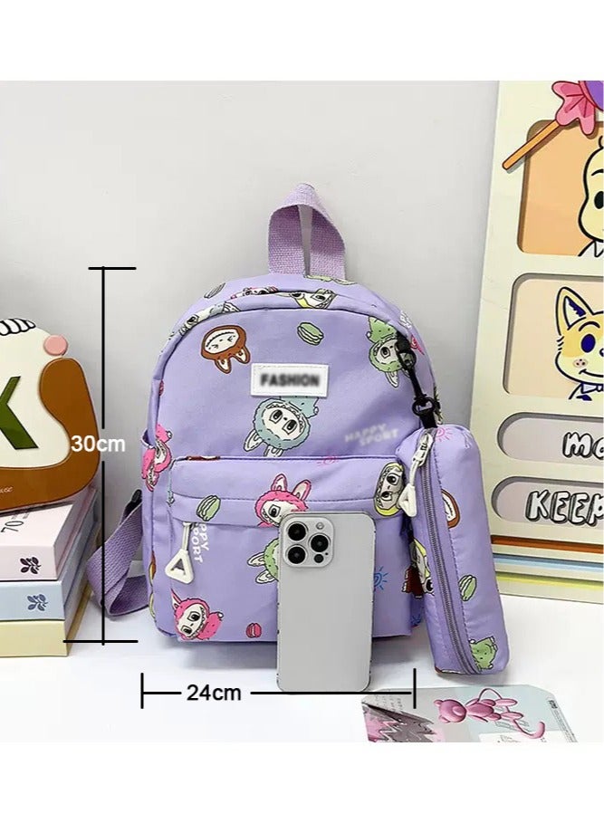 لابوبو حقيبة أطفال حقيبة ظهر للأطفال الصغار حقيبة ظهر مدرسية للأطفال حقيبة كتب خفيفة الوزن للفتيات من عمر سنتين فما فوق لون أرجواني - Image 4