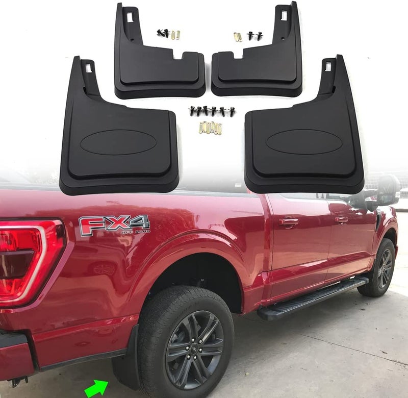 F150 Mud Flaps for Ford F150 20212025 Excludes Raptor Models All Weather Mudflaps Splash Guards for TrucksFront Rear 4pc SetNo Need to Drill HolesOnly Fit No Fender Flares Model